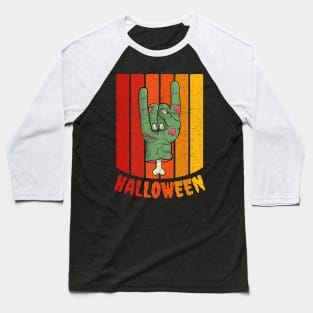 Vintage Retro Distressed Halloween Zombie Hand Scary Costume Baseball T-Shirt